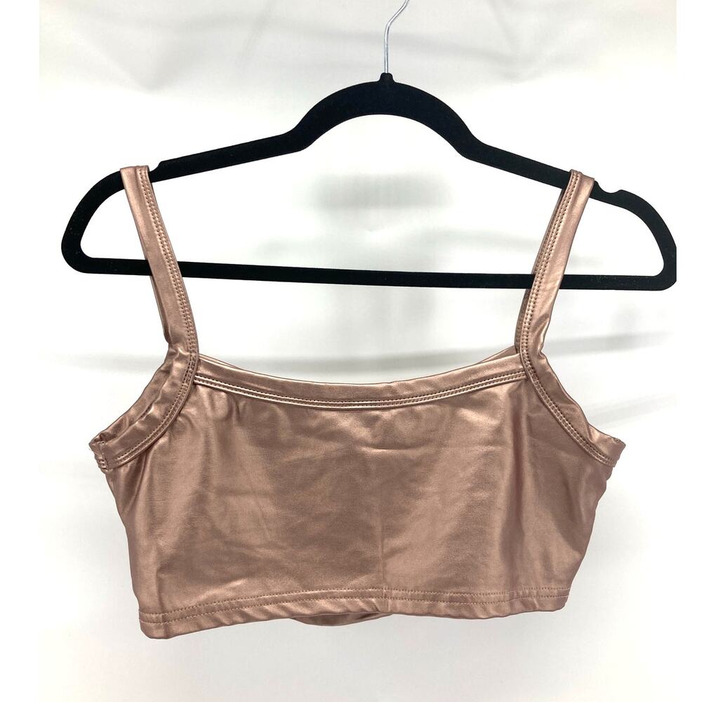 rose gold metallic cropped top disco retro concert festival size M rave